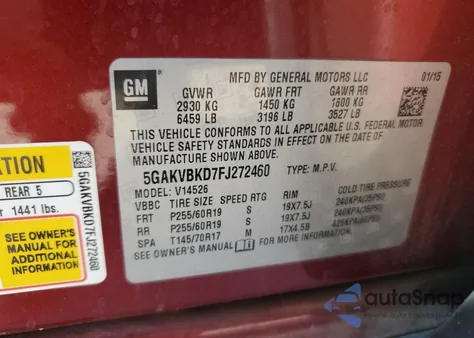 2015 Buick Enclave from USA, damaged, VIN 5GAKVBKD7FJ272460